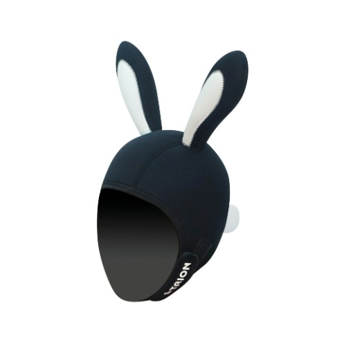 트라이온 검은 토끼 캐릭터 후드 - 그레이